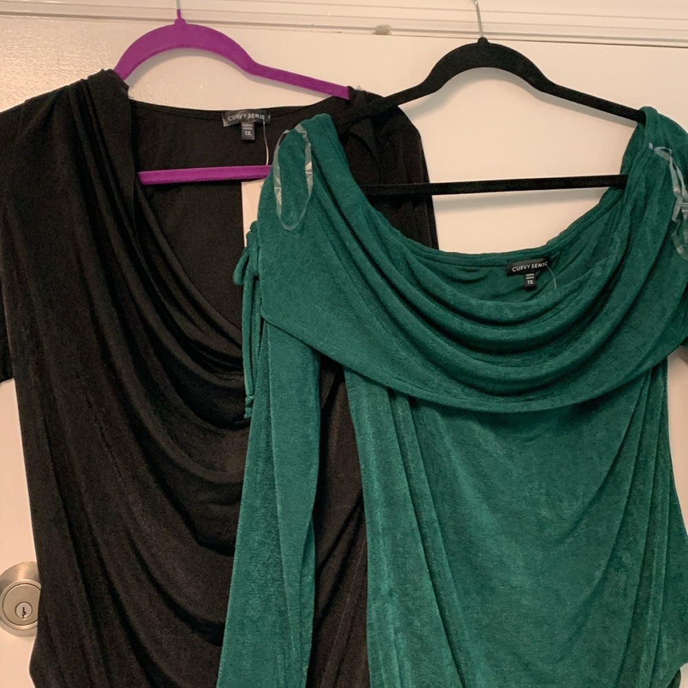 Curvy sense 1x lot teal green and black bodysuits